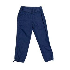 Pure Jill Womens Xs Navy Blue Linen Pull-On Pants With Drawstring Hem